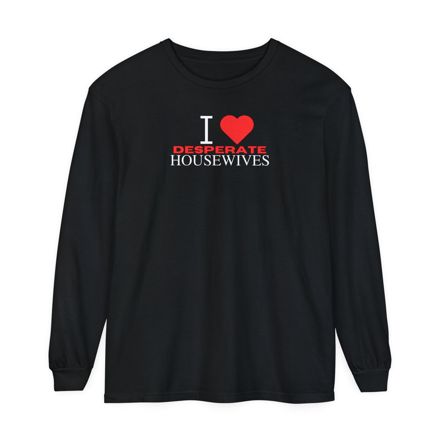 Nicollette Red Heart Unisex Long Sleeve T-Shirt, White Text