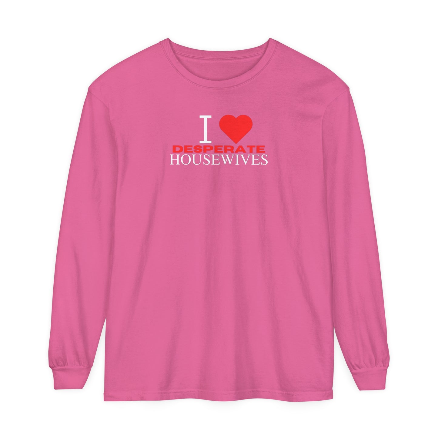 Nicollette Red Heart Unisex Long Sleeve T-Shirt, White Text