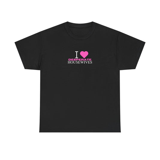Nicollette Unisex Heavy Cotton Tee, Pink & White Text
