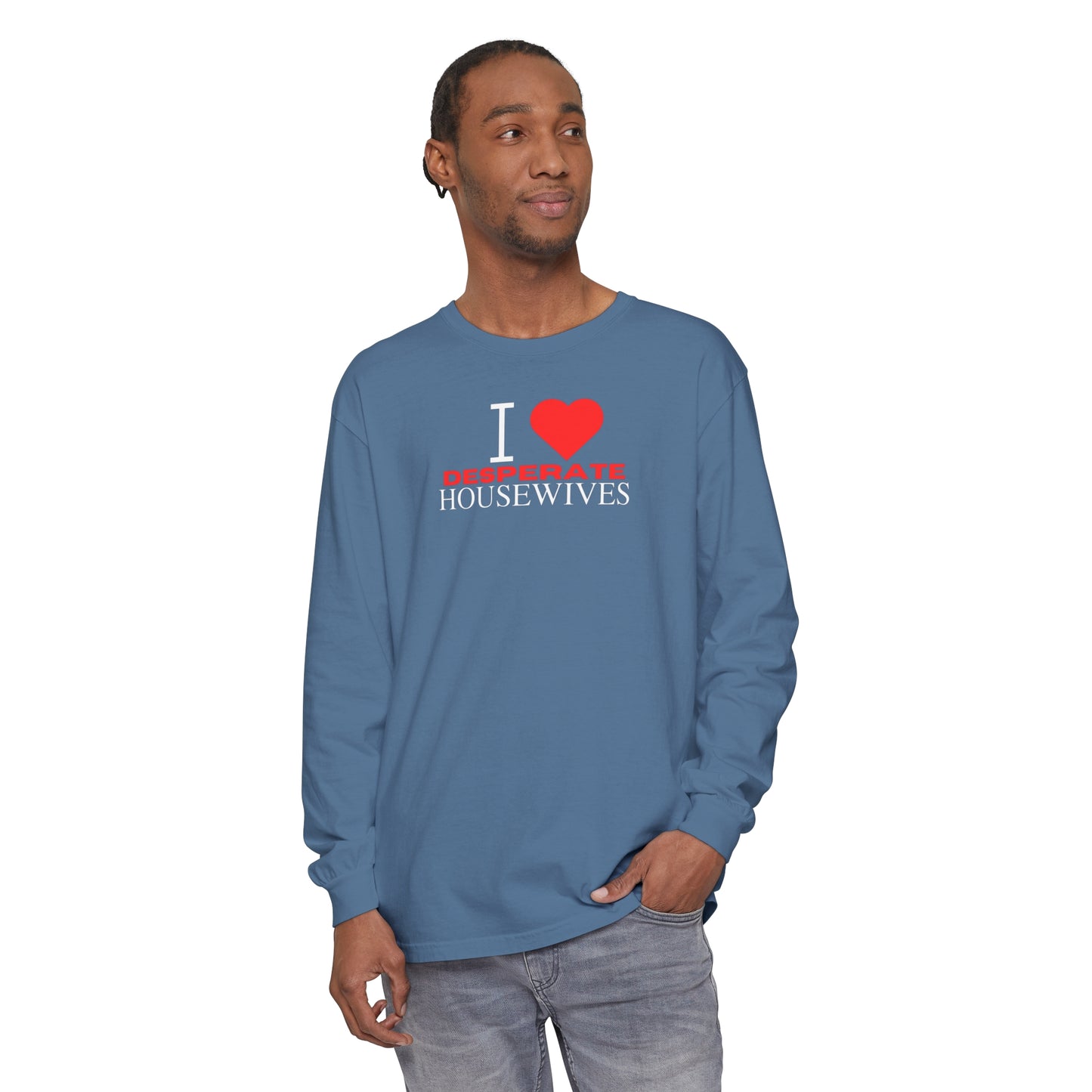 Nicollette Red Heart Unisex Long Sleeve T-Shirt, White Text