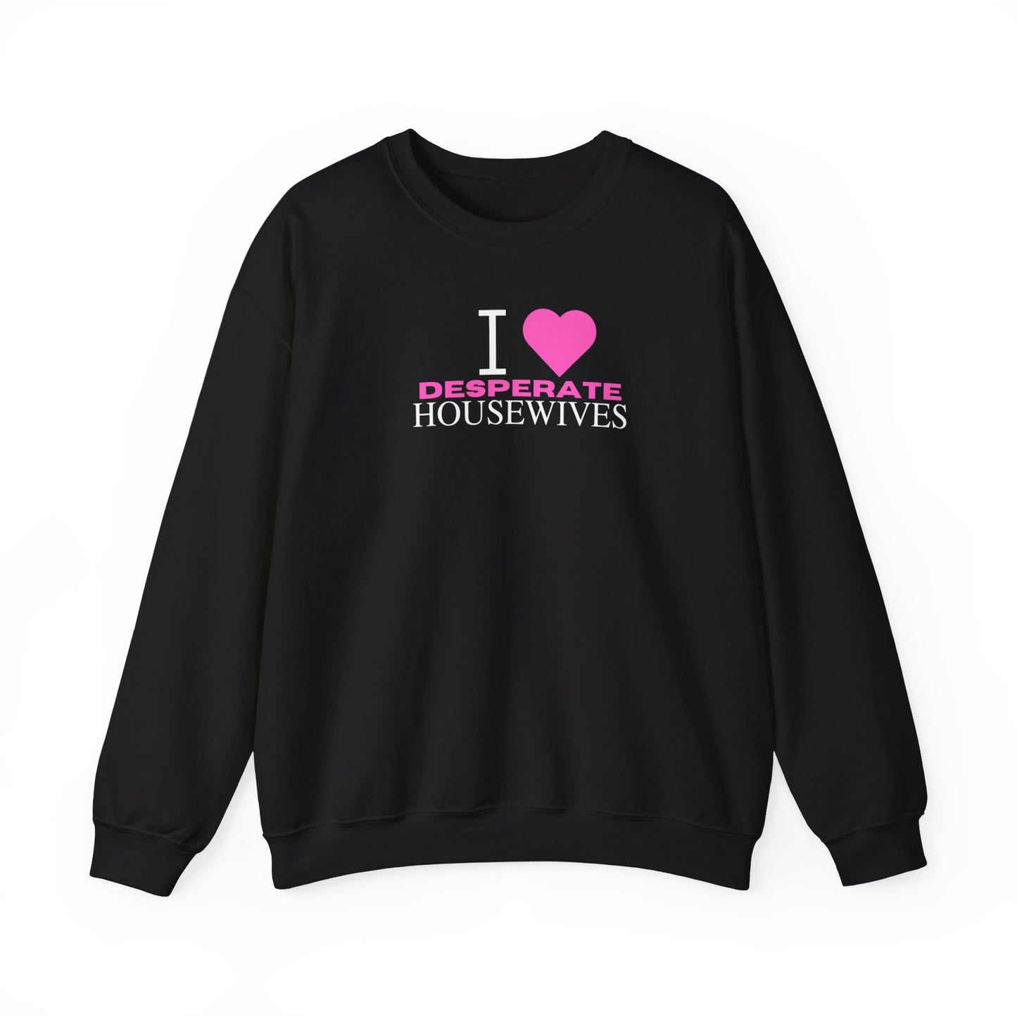 I Heart DH Unisex Heavy Blend™ Crewneck Sweatshirt, White & Pink Text