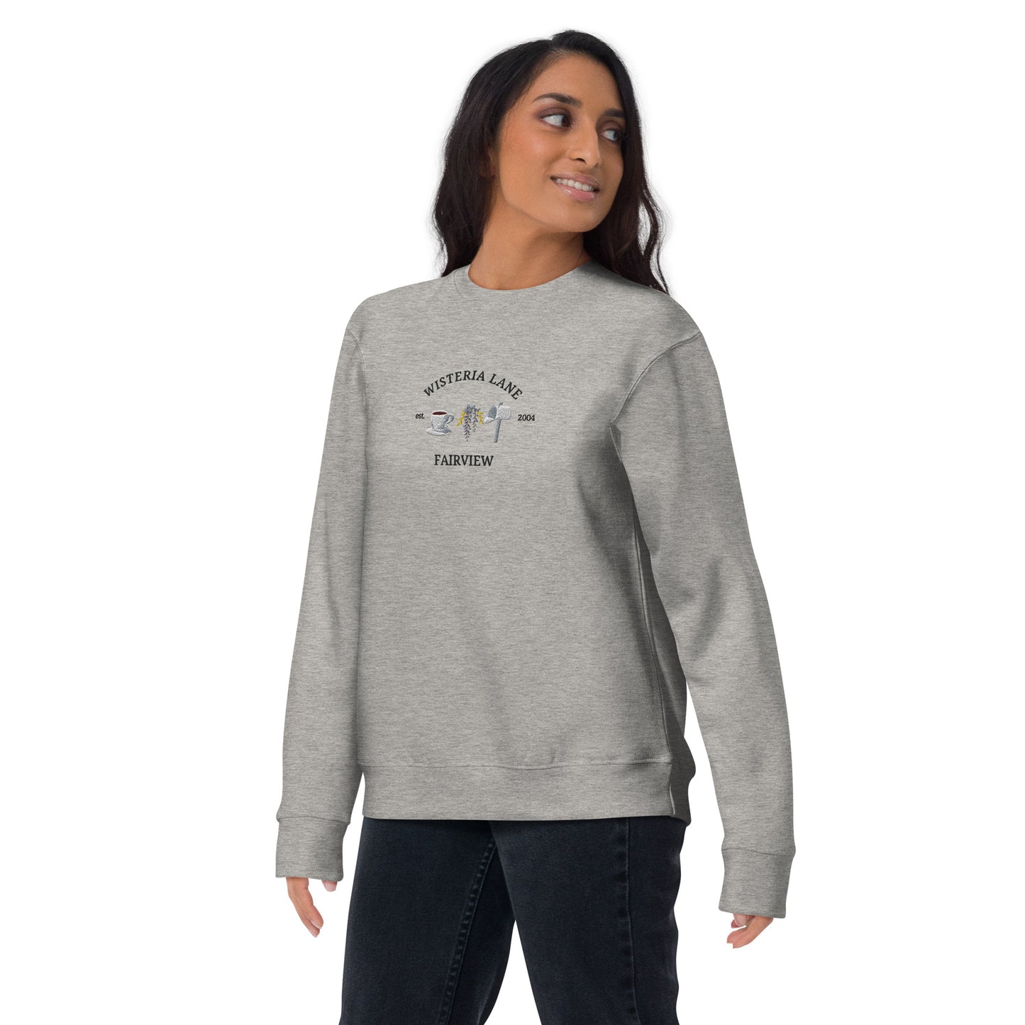 Embroidered Wisteria Lane Unisex Premium Crewneck