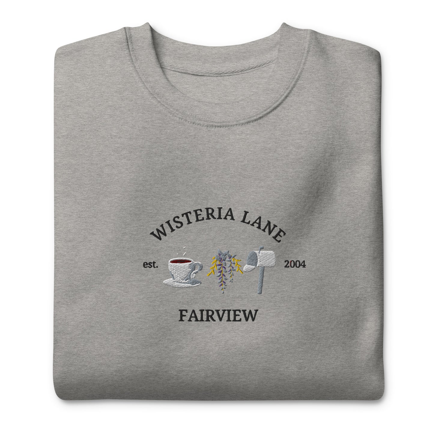 Embroidered Wisteria Lane Unisex Premium Crewneck