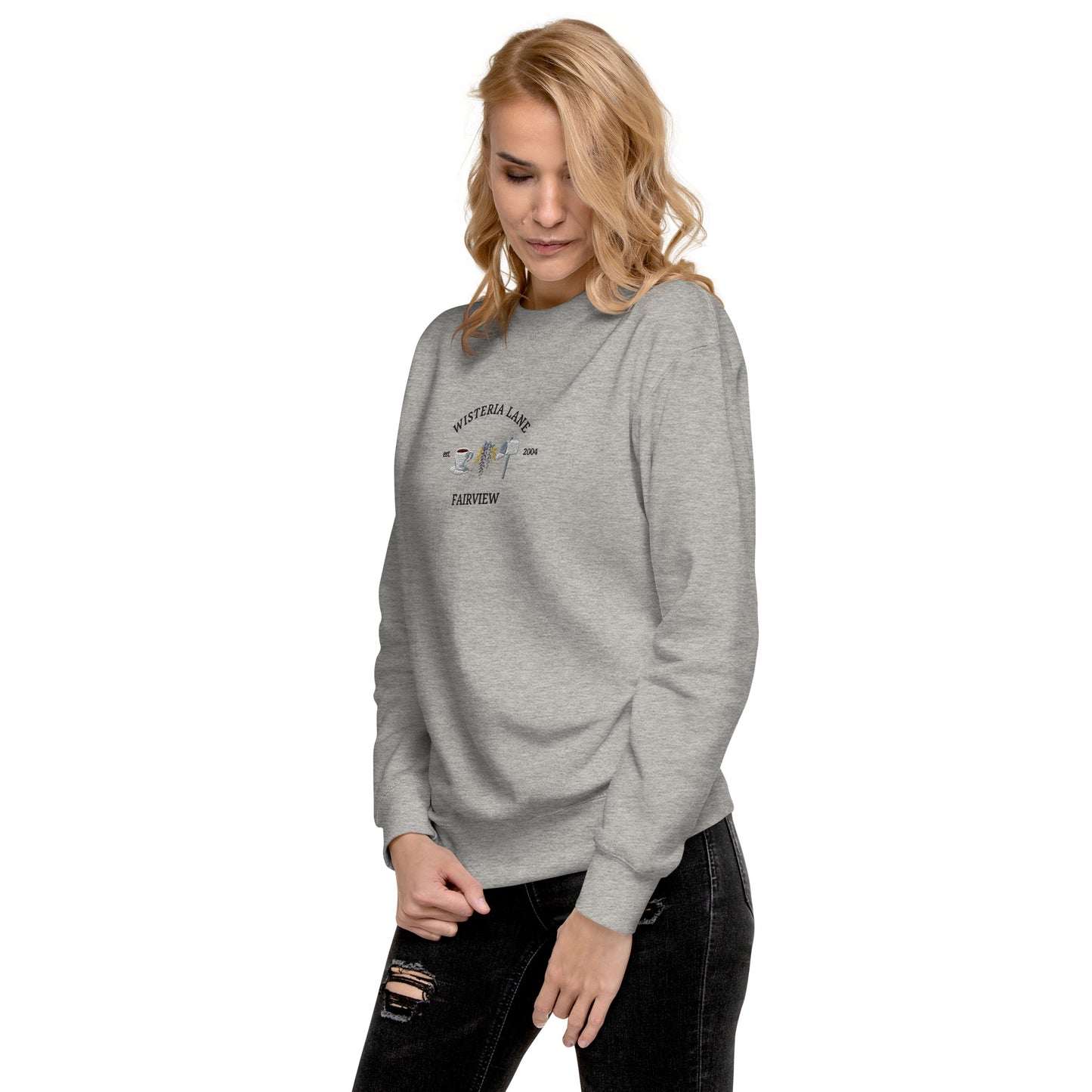 Embroidered Wisteria Lane Unisex Premium Crewneck