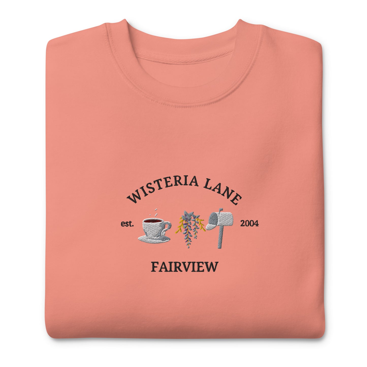 Embroidered Wisteria Lane Unisex Premium Crewneck