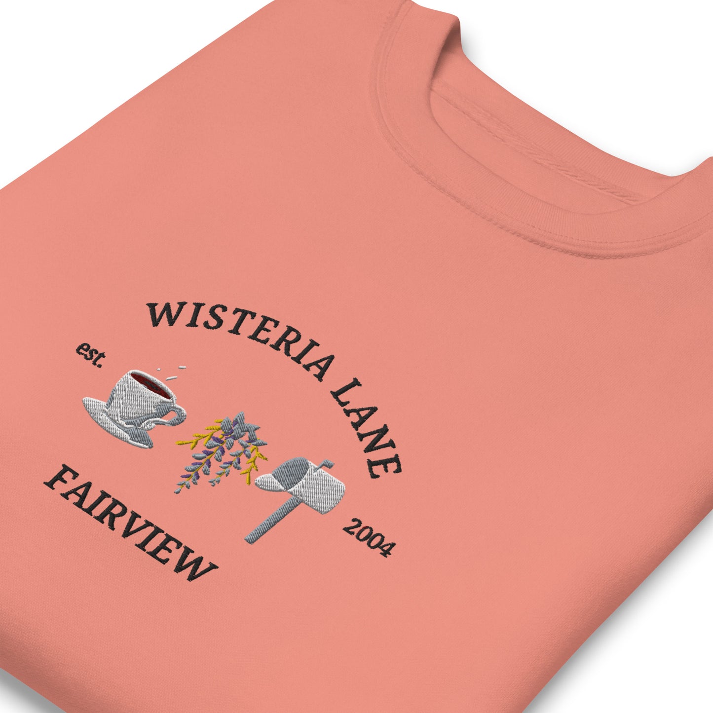 Embroidered Wisteria Lane Unisex Premium Crewneck