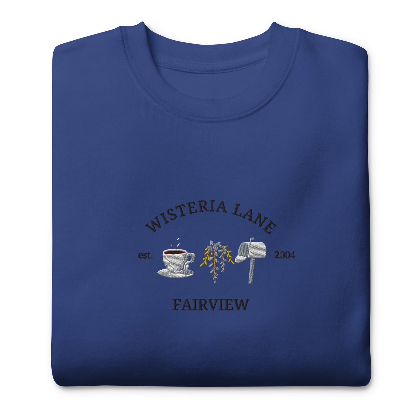 Embroidered Wisteria Lane Unisex Premium Crewneck