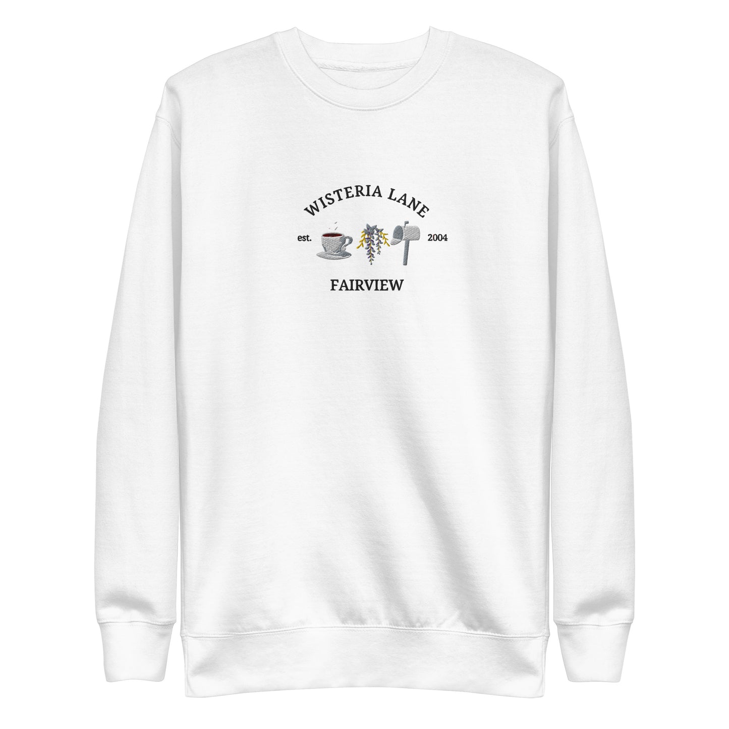 Embroidered Wisteria Lane Unisex Premium Crewneck